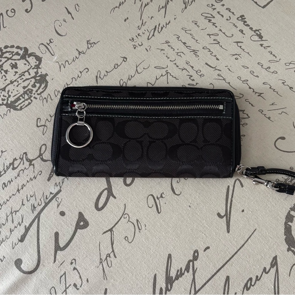Coach Black Wallet with Silver Accents